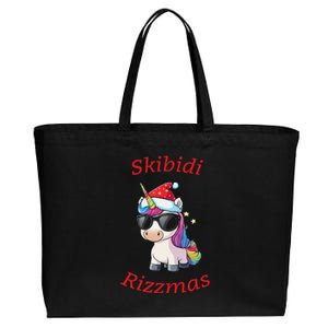 Skibid.I Rizzmas Unicorn Funny Gen Alpha Slang Christmas Rizz Cotton Canvas Jumbo Tote