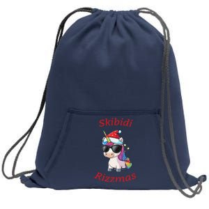 Skibid.I Rizzmas Unicorn Funny Gen Alpha Slang Christmas Rizz Sweatshirt Cinch Pack Bag