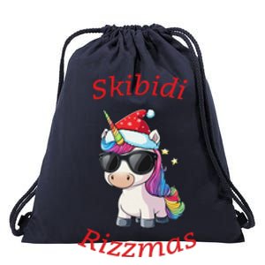 Skibid.I Rizzmas Unicorn Funny Gen Alpha Slang Christmas Rizz Drawstring Bag