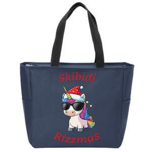 Skibid.I Rizzmas Unicorn Funny Gen Alpha Slang Christmas Rizz Zip Tote Bag