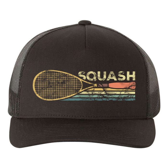 Squash Racket Vintage Squash Lover Funny Sports Enthusiast Yupoong Adult 5-Panel Trucker Hat