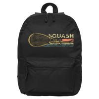 Squash Racket Vintage Squash Lover Funny Sports Enthusiast 16 in Basic Backpack