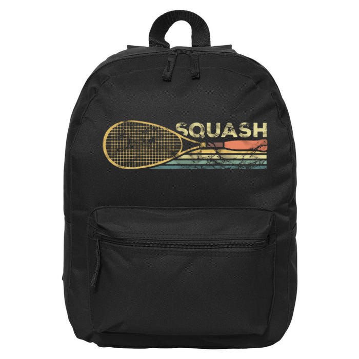 Squash Racket Vintage Squash Lover Funny Sports Enthusiast 16 in Basic Backpack