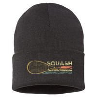 Squash Racket Vintage Squash Lover Funny Sports Enthusiast Sustainable Knit Beanie