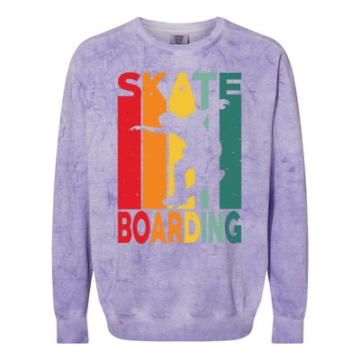 Skateboarder Retro Vintage Design Skateboarding Gift Colorblast Crewneck Sweatshirt