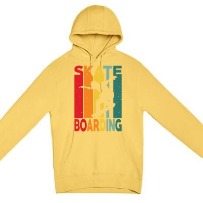 Skateboarder Retro Vintage Design Skateboarding Gift Premium Pullover Hoodie