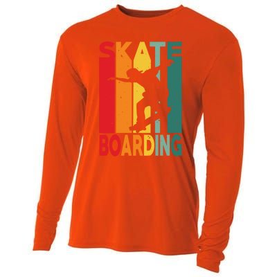 Skateboarder Retro Vintage Design Skateboarding Gift Cooling Performance Long Sleeve Crew