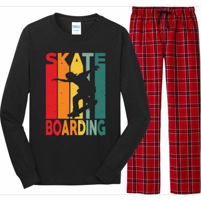 Skateboarder Retro Vintage Design Skateboarding Gift Long Sleeve Pajama Set