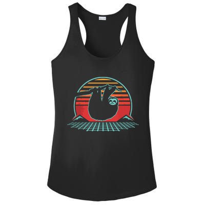 Sloth Retro Vintage 80s Style Zoologist Animal Lover Gift Ladies PosiCharge Competitor Racerback Tank