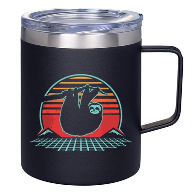 Sloth Retro Vintage 80s Style Zoologist Animal Lover Gift 12oz Stainless Steel Coffee Mug