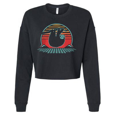 Sloth Retro Vintage 80s Style Zoologist Animal Lover Gift Cropped Pullover Crew