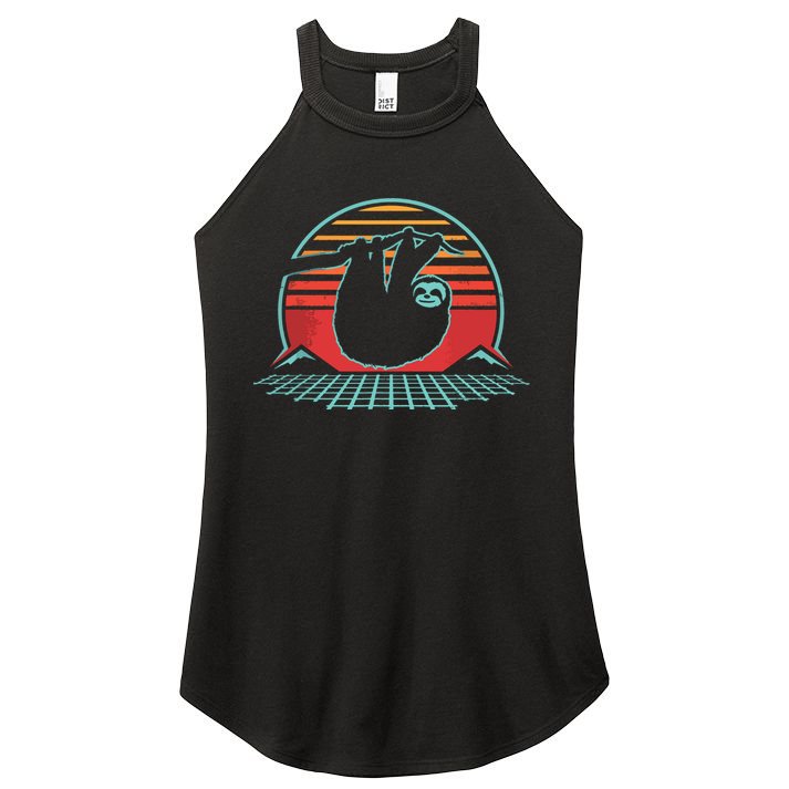 Sloth Retro Vintage 80s Style Zoologist Animal Lover Gift Women's Perfect Tri Rocker Tank