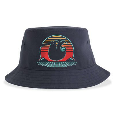 Sloth Retro Vintage 80s Style Zoologist Animal Lover Gift Sustainable Bucket Hat
