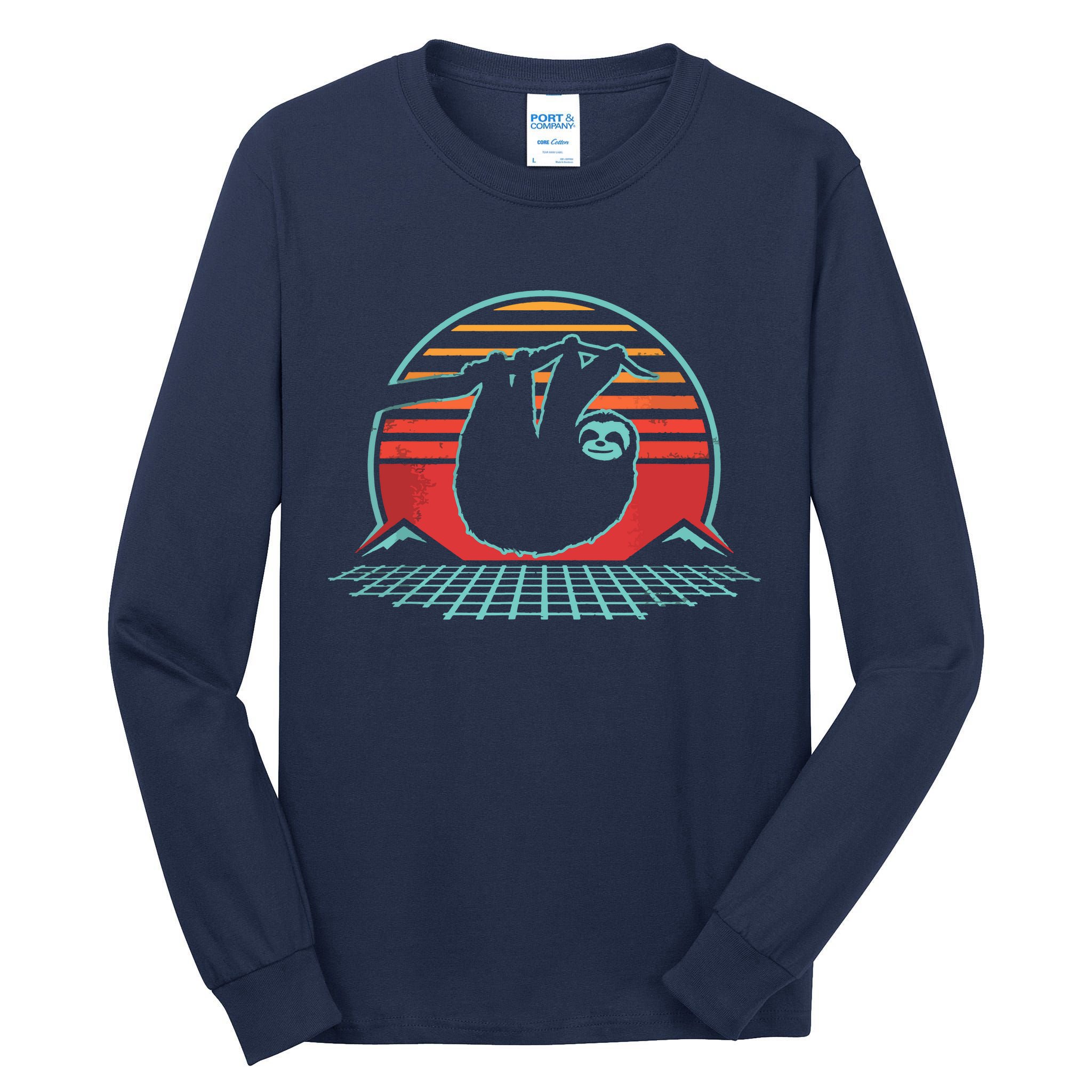 Sloth Retro Vintage 80s Style Zoologist Animal Lover Gift Tall Long Sleeve T-Shirt