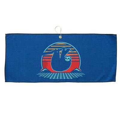 Sloth Retro Vintage 80s Style Zoologist Animal Lover Gift Large Microfiber Waffle Golf Towel
