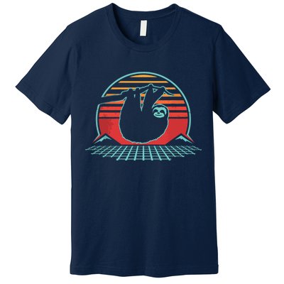 Sloth Retro Vintage 80s Style Zoologist Animal Lover Gift Premium T-Shirt