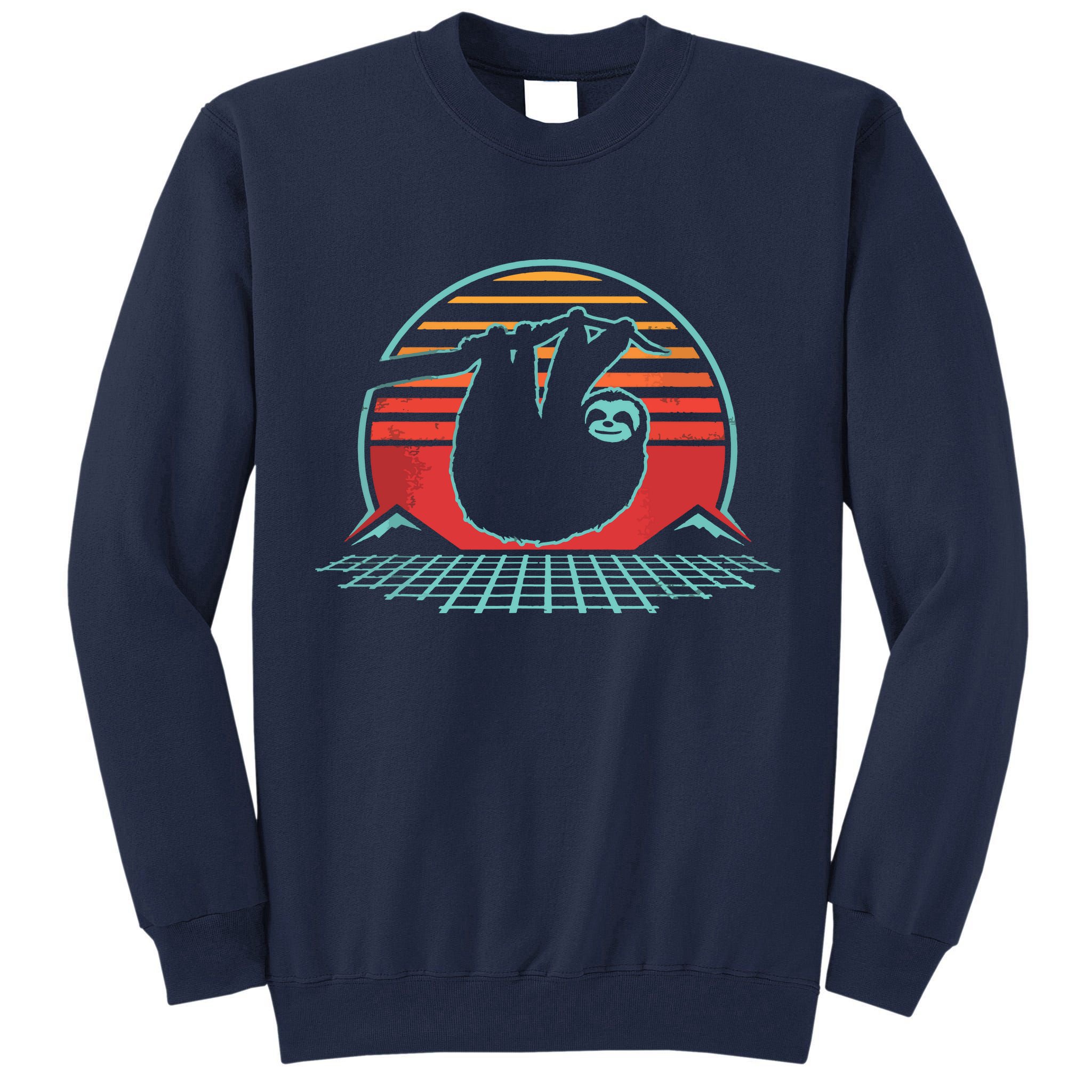Sloth Retro Vintage 80s Style Zoologist Animal Lover Gift Tall Sweatshirt