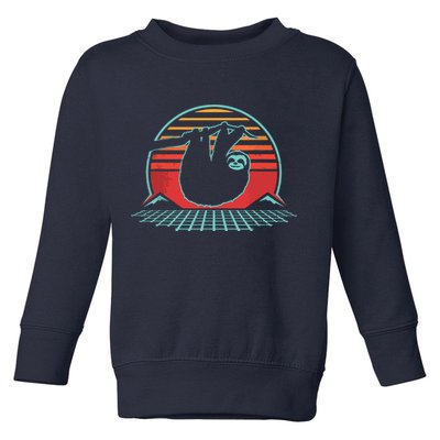 Sloth Retro Vintage 80s Style Zoologist Animal Lover Gift Toddler Sweatshirt
