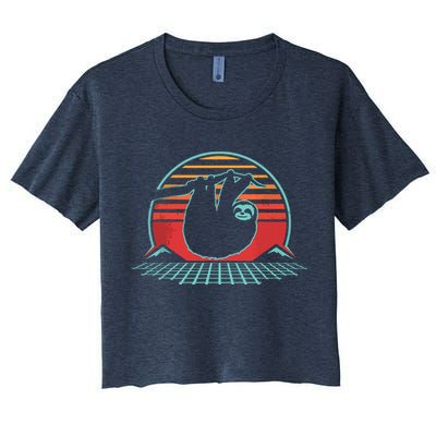 Sloth Retro Vintage 80s Style Zoologist Animal Lover Gift Crop Top