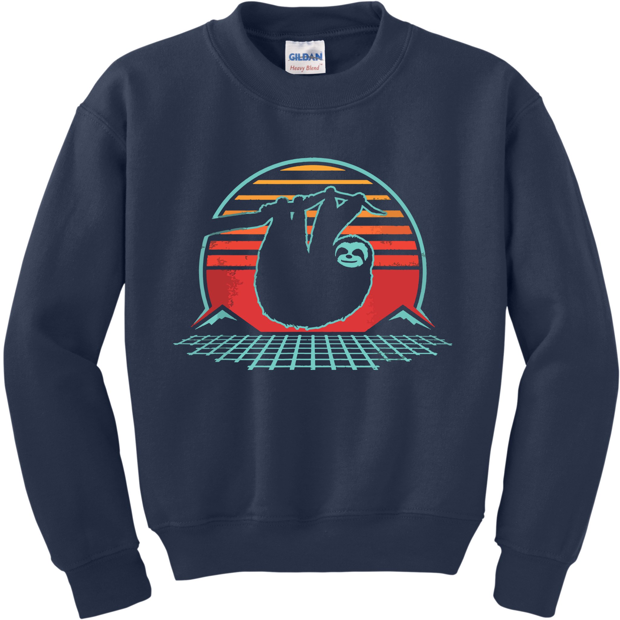 Sloth Retro Vintage 80s Style Zoologist Animal Lover Gift Kids Sweatshirt