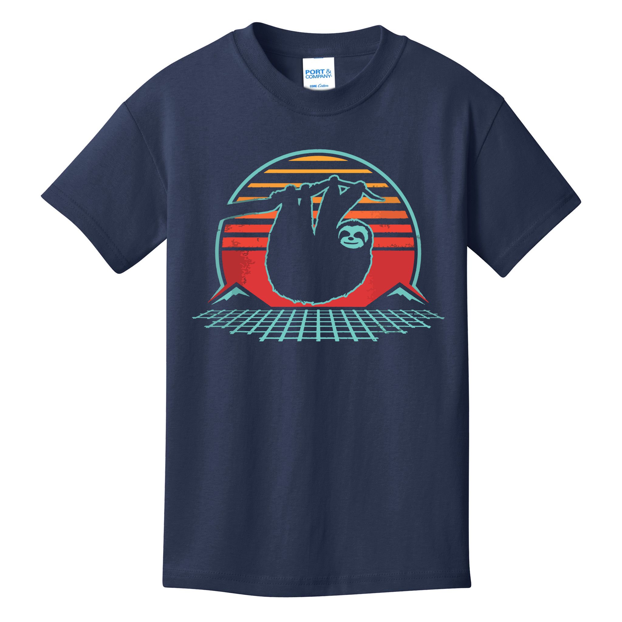 Sloth Retro Vintage 80s Style Zoologist Animal Lover Gift Kids T-Shirt