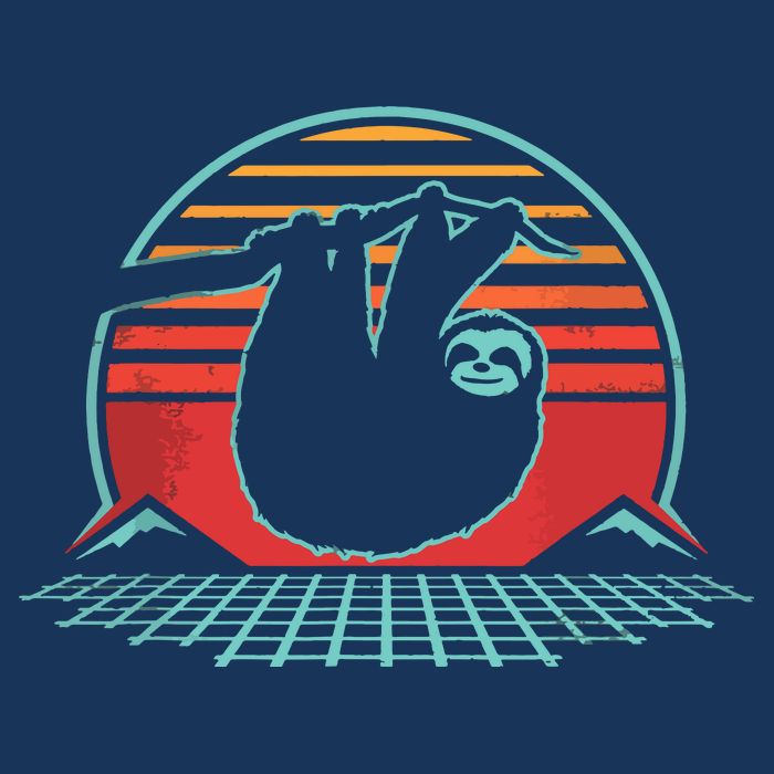 Sloth Retro Vintage 80s Style Zoologist Animal Lover Gift Kids T-Shirt