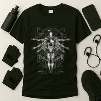Scifi Robotic Vitruvian Man C.Y.B.E.R.P.U.N.K Illustration T-Shirt