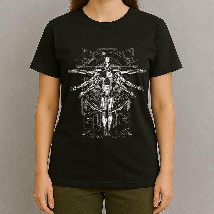 Scifi Robotic Vitruvian Man C.Y.B.E.R.P.U.N.K Illustration T-Shirt