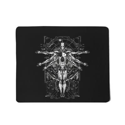 Scifi Robotic Vitruvian Man C.Y.B.E.R.P.U.N.K Illustration Mousepad