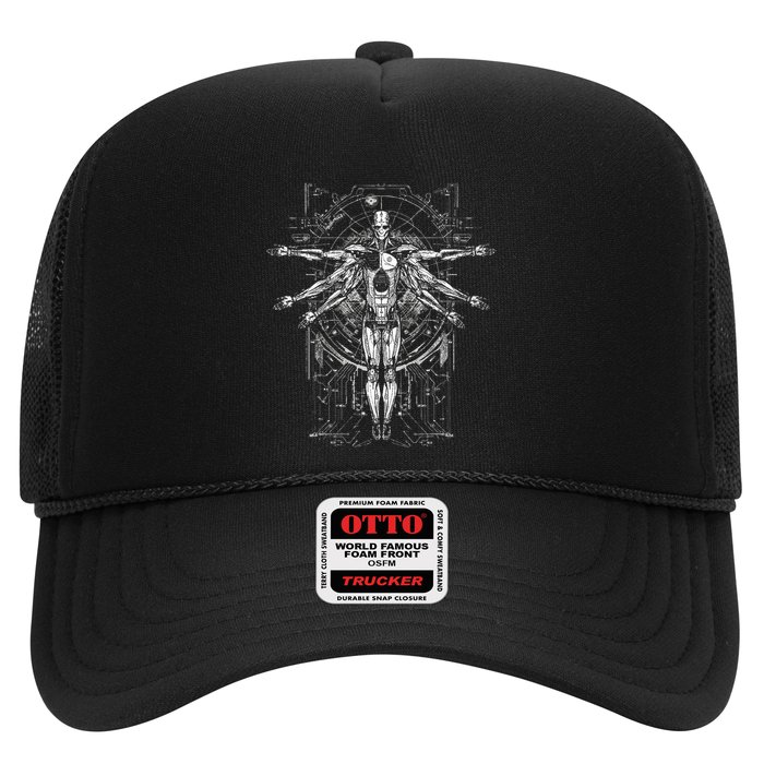 Scifi Robotic Vitruvian Man C.Y.B.E.R.P.U.N.K Illustration Trucker Hat