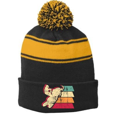 Snowmobiling Retro Vintage Stripe Pom Pom Beanie