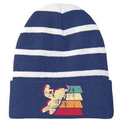 Snowmobiling Retro Vintage Striped Beanie with Solid Band