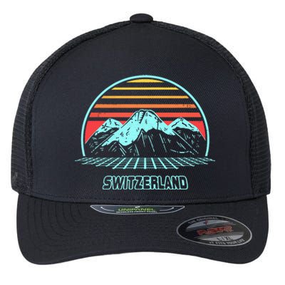 Switzerland Retro Vintage 80s Style Flexfit Unipanel Trucker Cap