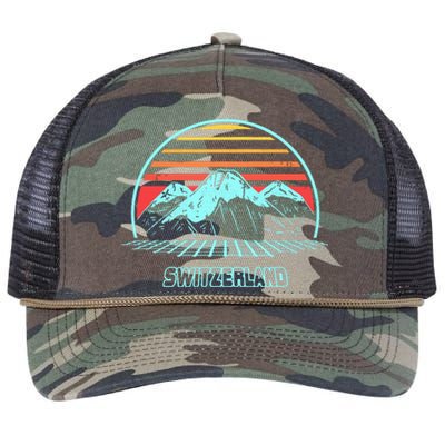 Switzerland Retro Vintage 80s Style Retro Rope Trucker Hat Cap