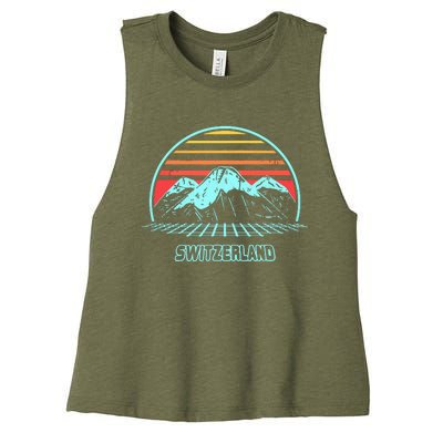 Switzerland Retro Vintage 80s Style Women's Racerback Cropped Tank