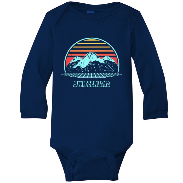 Switzerland Retro Vintage 80s Style Baby Long Sleeve Bodysuit