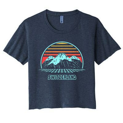 Switzerland Retro Vintage 80s Style Women's Crop Top Tee