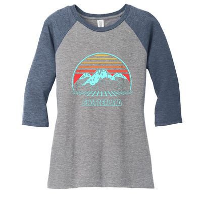 Switzerland Retro Vintage 80s Style Women's Tri-Blend 3/4-Sleeve Raglan Shirt