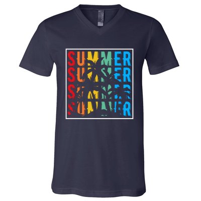 Summer Retro Vintage V-Neck T-Shirt