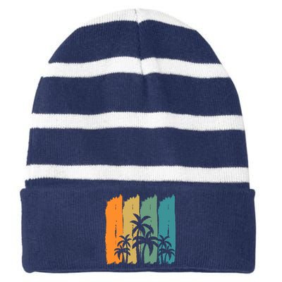 Summer Retro Vintage Striped Beanie with Solid Band