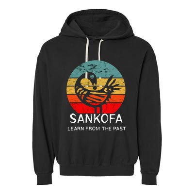Sankofa Retro Vintage Learn From The Past African Bird Garment-Dyed Fleece Hoodie