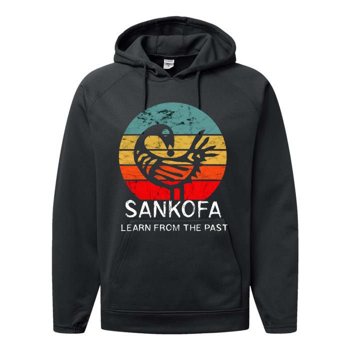 Sankofa Retro Vintage Learn From The Past African Bird Performance Fleece Hoodie