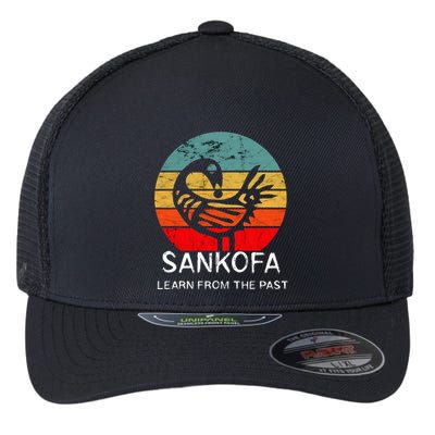 Sankofa Retro Vintage Learn From The Past African Bird Flexfit Unipanel Trucker Cap