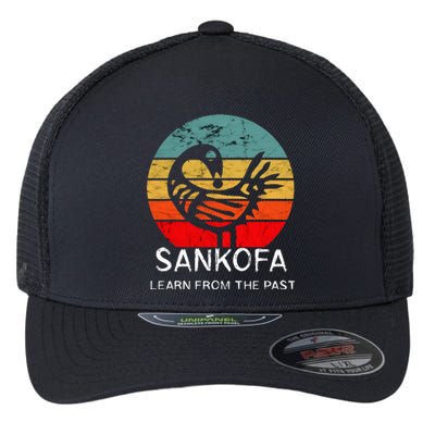 Sankofa Retro Vintage Learn From The Past African Bird Flexfit Unipanel Trucker Cap