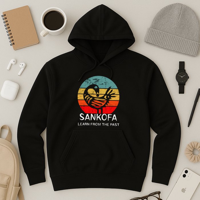 Sankofa Retro Vintage Learn From The Past African Bird Hoodie
