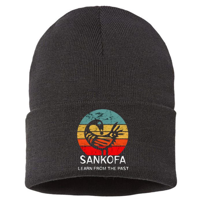 Sankofa Retro Vintage Learn From The Past African Bird Sustainable Knit Beanie