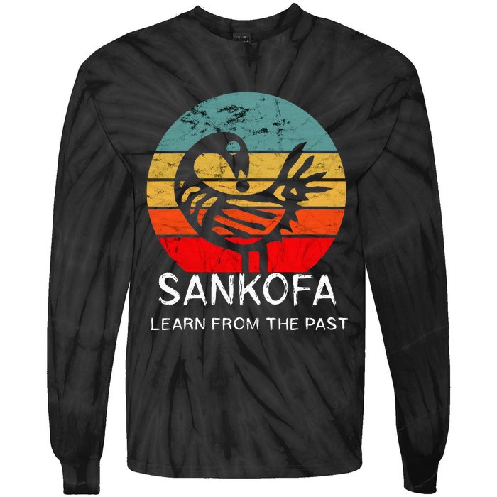 Sankofa Retro Vintage Learn From The Past African Bird Tie-Dye Long Sleeve Shirt