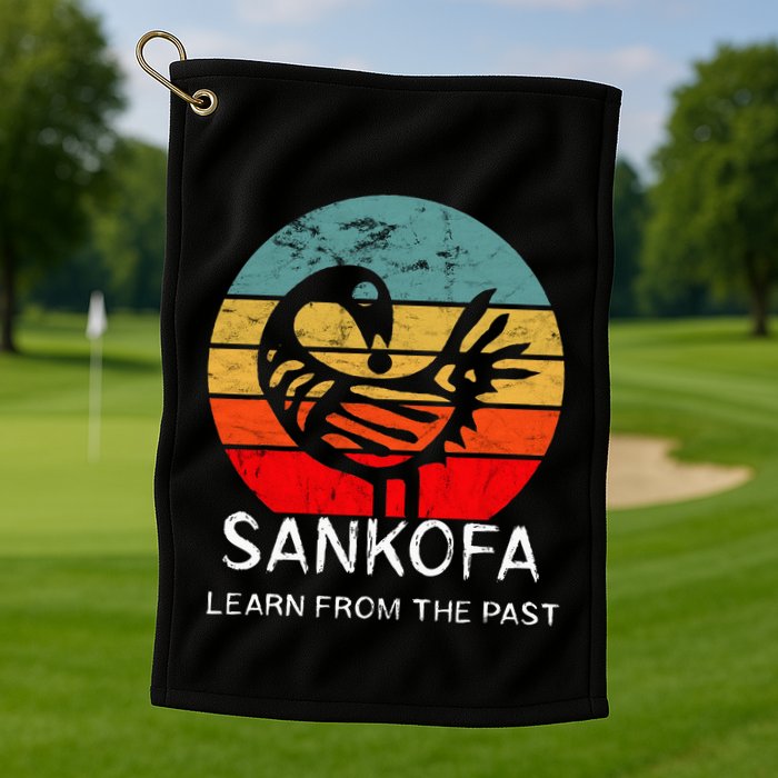 Sankofa Retro Vintage Learn From The Past African Bird Golf Towel