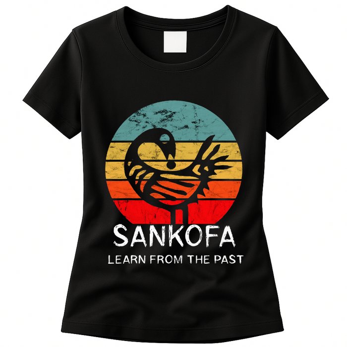 Sankofa Retro Vintage Learn From The Past African Bird Womens T-Shirt