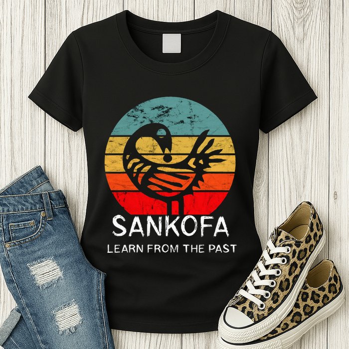Sankofa Retro Vintage Learn From The Past African Bird Womens T-Shirt